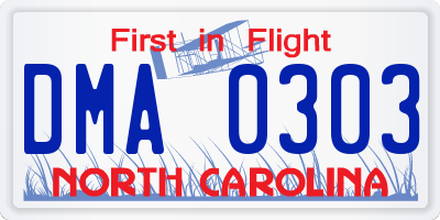 NC license plate DMA0303
