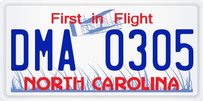 NC license plate DMA0305