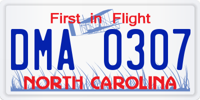 NC license plate DMA0307