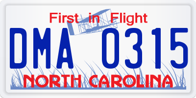 NC license plate DMA0315