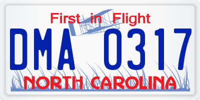 NC license plate DMA0317