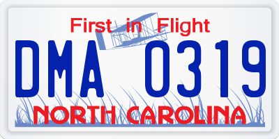 NC license plate DMA0319