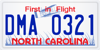 NC license plate DMA0321