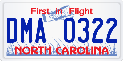 NC license plate DMA0322