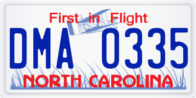 NC license plate DMA0335