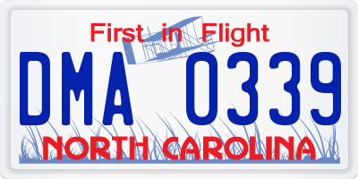 NC license plate DMA0339