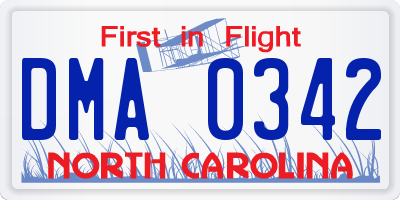 NC license plate DMA0342