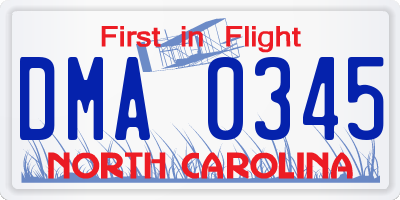 NC license plate DMA0345