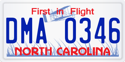 NC license plate DMA0346