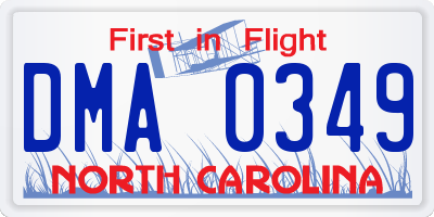 NC license plate DMA0349