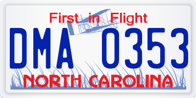 NC license plate DMA0353