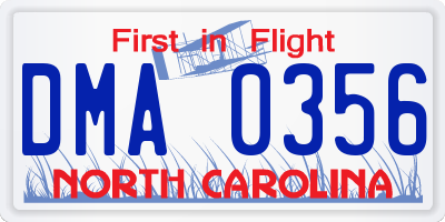NC license plate DMA0356
