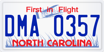 NC license plate DMA0357