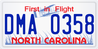 NC license plate DMA0358