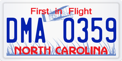 NC license plate DMA0359