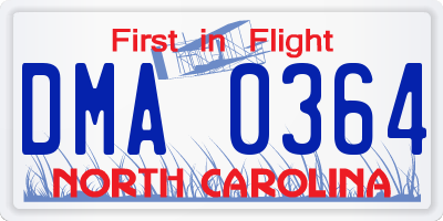 NC license plate DMA0364