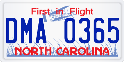 NC license plate DMA0365