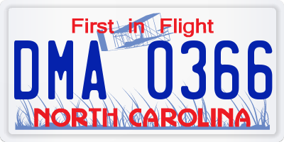 NC license plate DMA0366