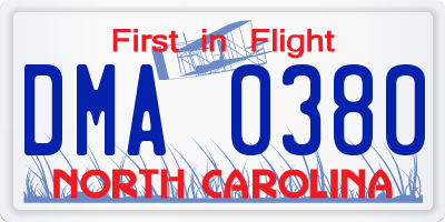 NC license plate DMA0380