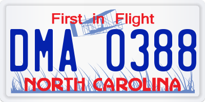 NC license plate DMA0388