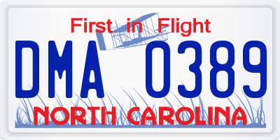 NC license plate DMA0389