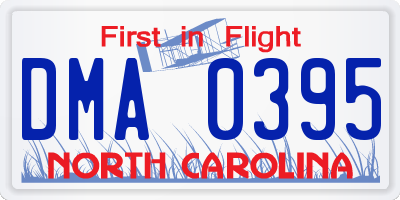 NC license plate DMA0395