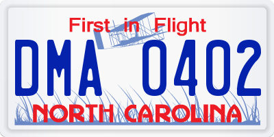 NC license plate DMA0402