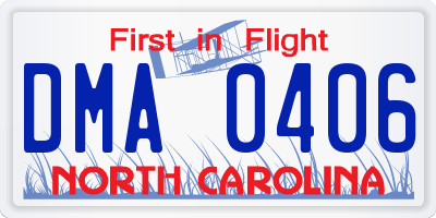 NC license plate DMA0406