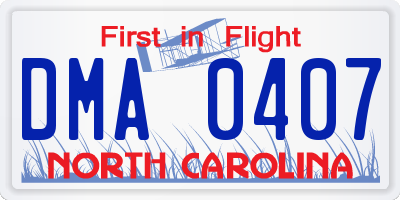 NC license plate DMA0407