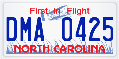 NC license plate DMA0425