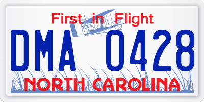NC license plate DMA0428