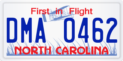 NC license plate DMA0462
