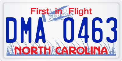 NC license plate DMA0463