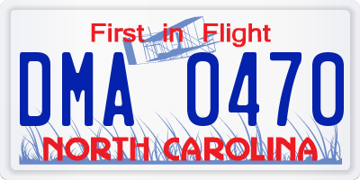 NC license plate DMA0470