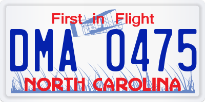 NC license plate DMA0475