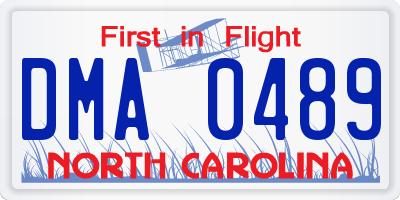 NC license plate DMA0489