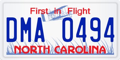 NC license plate DMA0494