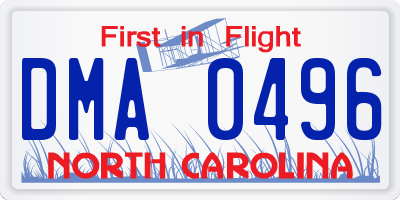 NC license plate DMA0496