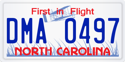 NC license plate DMA0497