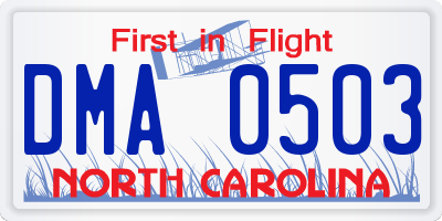 NC license plate DMA0503