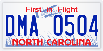 NC license plate DMA0504