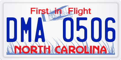 NC license plate DMA0506