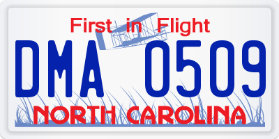 NC license plate DMA0509