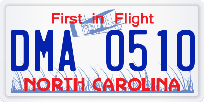 NC license plate DMA0510