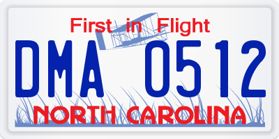 NC license plate DMA0512