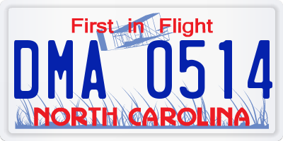 NC license plate DMA0514