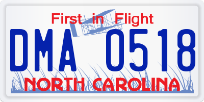NC license plate DMA0518