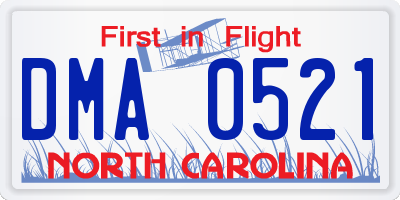 NC license plate DMA0521