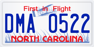 NC license plate DMA0522