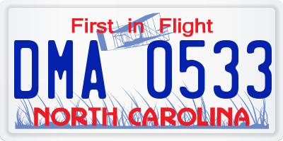 NC license plate DMA0533